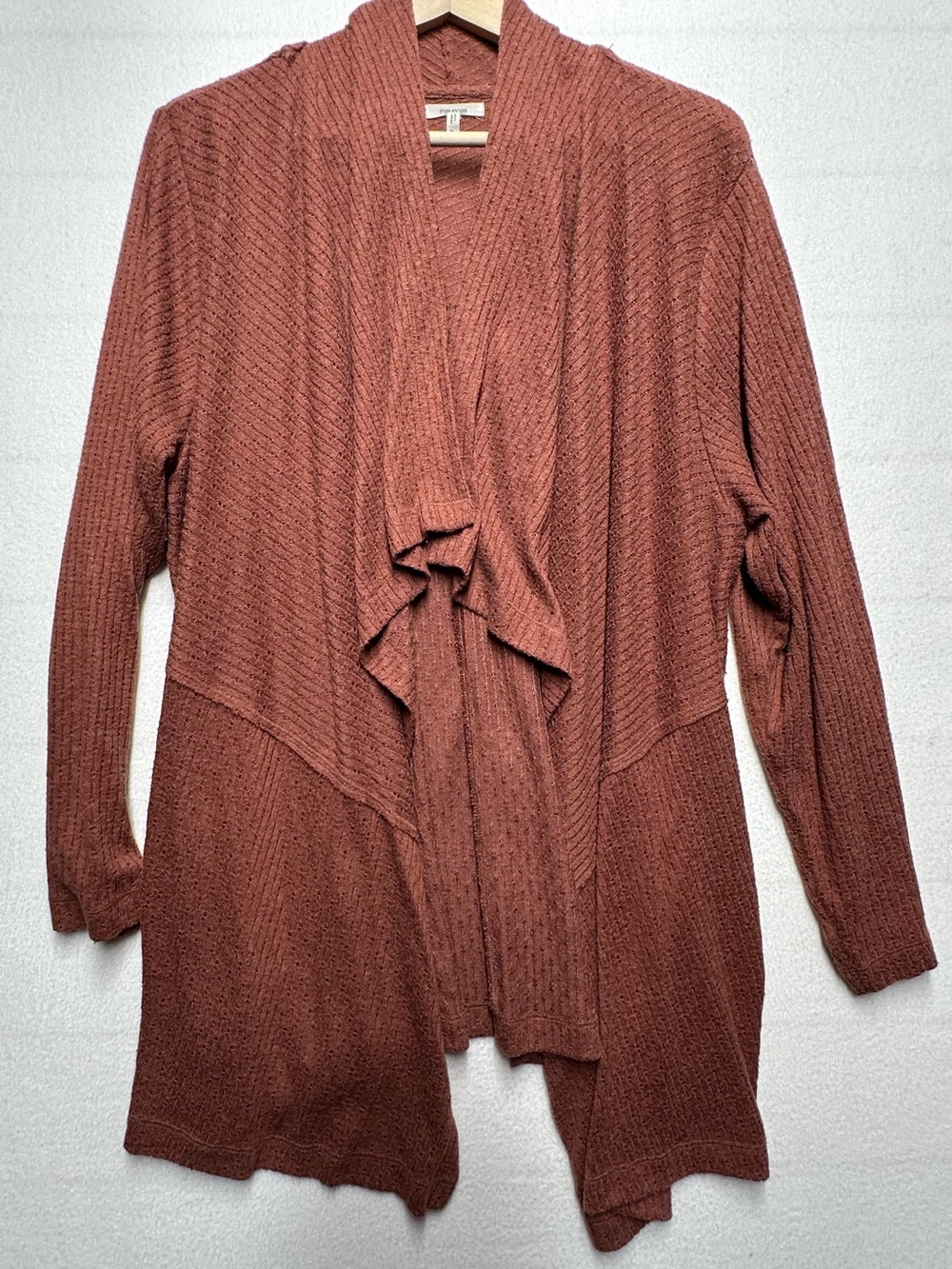 Plus Size 2X Waterfall Cardigan – Rose Ribbed Knit – P2P 28” - Picture 2 of 5